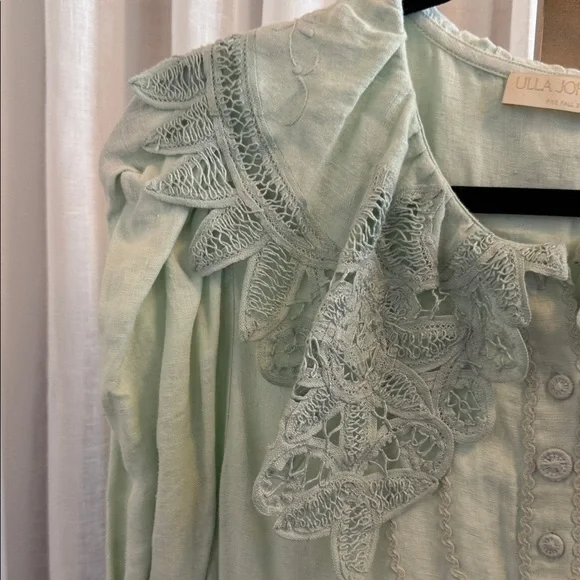 Ulla Johnson Light Green Long Sleeve Linen Dress - Picture 6 of 14